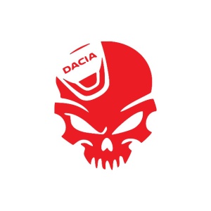 Sticker auto ''Cap de mort dacia'', 13x10 cm, rosu