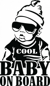 Sticker auto "Cool baby on board'', 17x10cm, negru