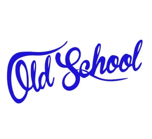 Sticker auto "Old School" 20x8 cm, albastru