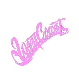 Sticker auto "West Coast" 20x13 cm, roz
