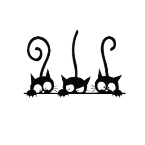 Sticker Autocolant Decorativ Perete Pisici Negre, 45x30 cm, Negru, Oracal