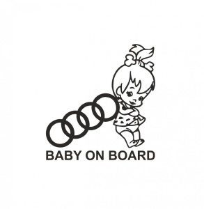 Sticker Baby On Board Audi 15 cm, Creative Rey®