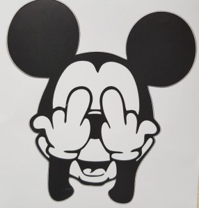 Sticker decorativ auto, Mickey Mouse obscene, negru, 12x13 cm