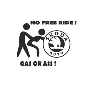Sticker NO FREE RIDE SKODA 15x11.4 cm, Creative Rey®