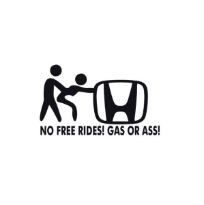 Sticker No Free Rides Honda 15x8.8 cm, Creative Rey®