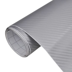 Folie carbon auto 3D, 1 x 1.27 m, Argintiu