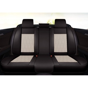 Huse auto premium 5 locuri Carguard Deluxe piele ecologică perforată - negru - crem - Img 5