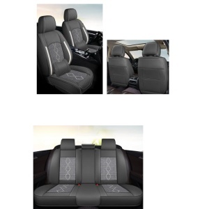 Huse auto premium 5 locuri Carguard Deluxe piele ecologică perforată și textil - negru - alb - Img 5