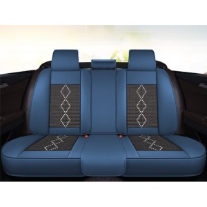 Huse auto premium 5 locuri Carguard Deluxe piele ecologică perforată și textil - negru - albastru închis - Img 5