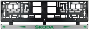 Set 2 bucati, suport numar inmatriculare argintiu Skoda II