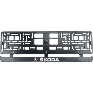 Set 2 bucati, suport numar inmatriculare Carbon, Skoda I - Img 2