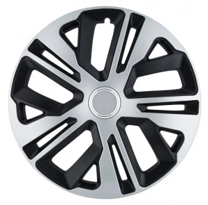 Set 4 Capace Roti 14 inch (R14) Raven Gri-Negru cu inel cromat - Img 2