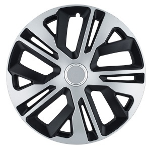 Set 4 Capace Roti 14 inch (R14) Raven Gri-Negru cu inel cromat - Img 3