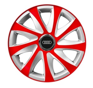 Set 4 capace roti 14 inchi R14 Drift Rosu-Gri, Compatibil cu Audi