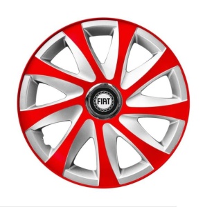 Set 4 capace roti 14 inchi R14 Drift Rosu-Gri, Compatibil cu Fiat