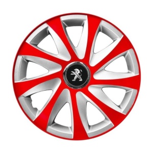 Set 4 capace roti 14 inchi R14 Drift Rosu-Gri, Compatibil cu Peugeot - Img 3
