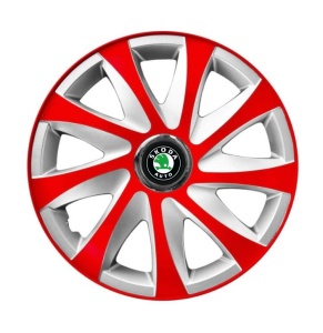 Set 4 capace roti 14 inchi R14 Drift Rosu-Gri, Compatibil cu Skoda