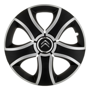 Set 4 Capace Roti 15 inchi (R15) Bis Gri-Negru, Compatibile Cu Citroen