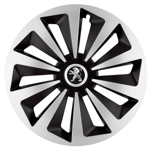 Set 4 capace roti Fox Gri-Negru R17 pentru gama auto Peugeot - Img 1
