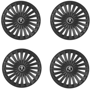 Set 4 capace roti Joy Negru R17 pentru gama auto Peugeot - Img 2