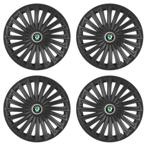 Set 4 capace roti Joy Negru R17 pentru gama auto Skoda - Img 2