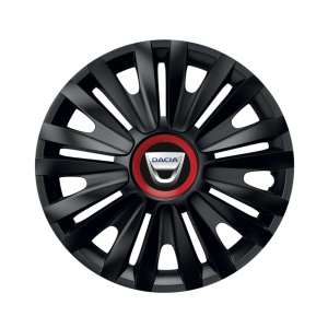 Set 4 capace roti Negre Cu Inel Rosu Royal R16 pentru gama auto Dacia - Img 1