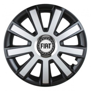 Set 4 capace roti Silver/black cu inel cromat R14 pentru gama auto Fiat - Img 1