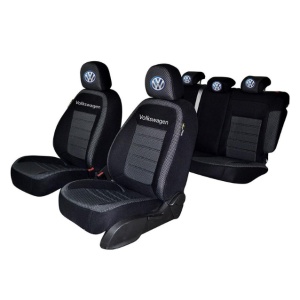 Set Huse Scaune Pentru VW TOURAN 2004-2009 (SCAUNE INDIVIDUALE SPATE), Premium Negru/Gri