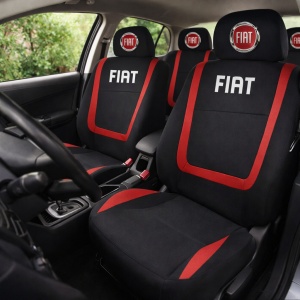Set Huse Scaune Universale Compatibile cu Fiat – Negru/Rosu - Img 2