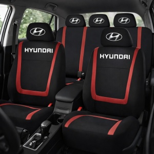 Set Huse Scaune Universale Compatibile cu Hyundai – Negru/Rosu - Img 2