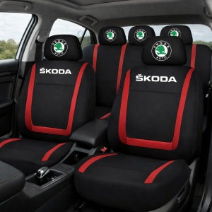 Set Huse Scaune Universale Compatibile cu Skoda – Negru/Rosu - Img 2