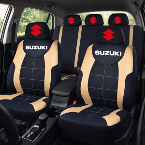 Set Huse Scaune Universale Compatibile cu Suzuki – Negru/Crem - Img 2
