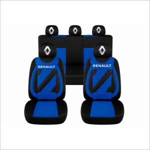 Set Huse Scaune Universale Nero Albastru Personalizate cu Renault