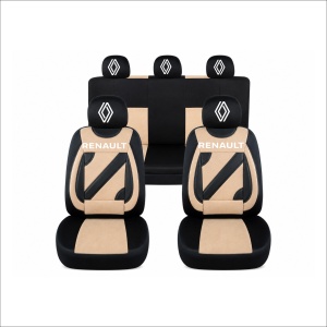 Set Huse Scaune Universale Nero Bej Personalizate cu Renault Nou