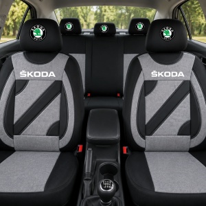 Set Huse Scaune Universale Nero Gri Personalizate cu Skoda - Img 2
