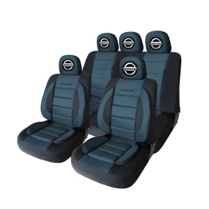 Set Huse Scaune Universale Premium Carguard Personalizate cu Nissan – Negru/Albastru