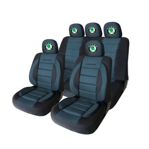 Set Huse Scaune Universale Premium Carguard Personalizate cu Skoda – Negru/Albastru