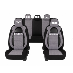 Set Huse Scaune Universale Racing, Gri cu Negru Personalizate cu Dacia Nou