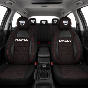 Set Huse Scaune Universale Racing Negru Personalizate cu Dacia - Img 2