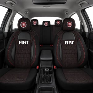Set Huse Scaune Universale Racing Negru Personalizate cu Fiat - Img 2