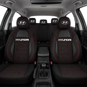 Set Huse Scaune Universale Racing Negru Personalizate cu Hyundai - Img 2
