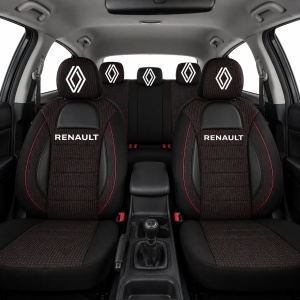 Set Huse Scaune Universale Racing Negru Personalizate cu Renault Nou - Img 2