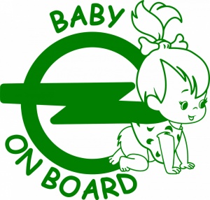 Sticker auto Baby on board opel fetita, 17x15cm, verde