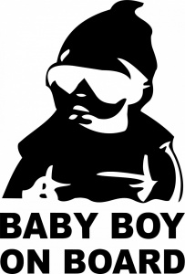 Sticker auto "Baby on board simpatic'', 18x12cm, negru