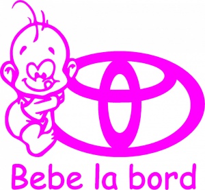 Sticker auto ''Bebe la bord Toyota'', 17x16cm, roz