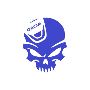 Sticker auto ''Cap de mort dacia'', 13x10 cm, albastru