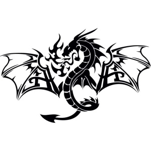 Sticker auto - Dragon - Negru - 40x25 cm