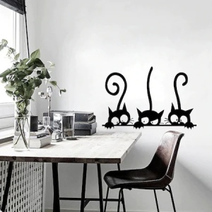Sticker Autocolant Decorativ Perete Pisici Negre, 45x30 cm, Negru, Oracal - Img 2