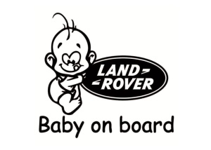 Sticker decorativ auto, logo Land Rover, Baby on Board 15x12 cm, Creative Rey®