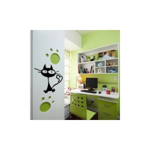 Sticker decorativ StickerStore Pisica inimoasa, 10x10 cm, Negru - Img 2